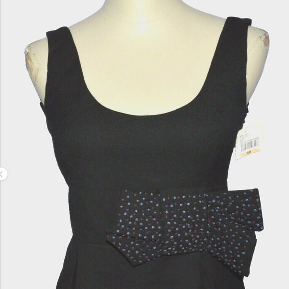 APRIL,MAY NEW $160 NWT SZ S SMALL BLACK BIG BOW SLEEVELESS COCKTAIL DRESS LBD - Picture 5 of 7